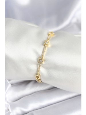 Ayder Timya Pirinç Gold Renk Halley Yıldız Model Kadın Bileklik (Timya/1395) 194251