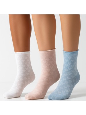 Plus Scorpion  3'lü Kadın Desenli Kısa Konç Çorap 3’lü Set – Pamuklu, Nefes Alan, Renkli & Çoklu Varyant