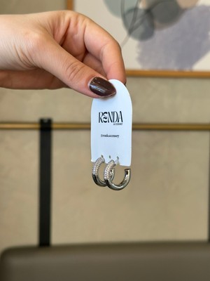 Renda Accessory Yarım Taş Halka Küpe