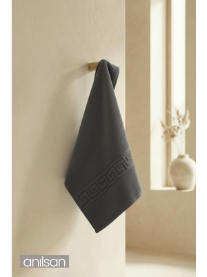 Anılsan Antrasit Greek El Havlusu - 50x90 Cm, 225 Gr, %100 Pamuk, Spa Ve Otel Havlusu