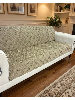 Şönil Bohem Kutu Desen Kaymaz Koltuk Örtüsü 180X220 cm | 3 Kişilik Kanepe, Çekyat Örtüsü