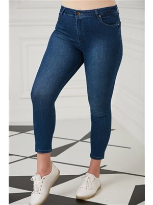 Rmg Gold Düğme Detay Büyük Beden Kim Mavi Pantolon