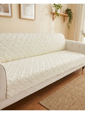 Şönil Bohem Kutu Desen Kaymaz Koltuk Örtüsü 180X220 cm | 3 Kişilik Kanepe, Çekyat Örtüsü