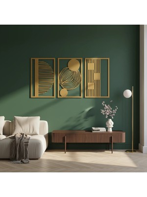 Sezart Çağdaş Soyut Metal Duvar Tablosu – 3’lü Set