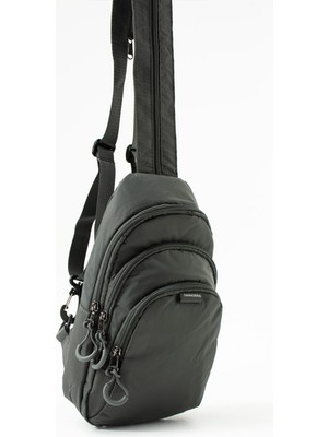 Sanmorris  Unisex Paraşüt Kumaş Suya Dayanıklı 3 Bölmeli Çapraz ve Sırtlık Askılı Body Bag Çanta