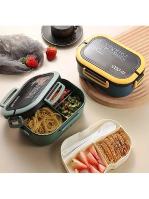 Beslenme Kutusu 1200 ml 2 Katlı 6 Bölmeli Bpa'sız Pp Plastik Sefer Tası ve Beslenme Çantası - Lunch Box, Çatal Kaşık ve Bıçak Dahil Okul Beslenme (Mavi)