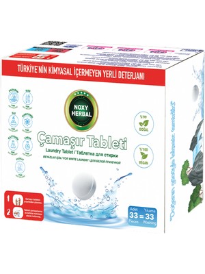 Noxy Herbal Çamaşır Tableti 33’lü - beyazlar İçin Özel Formül