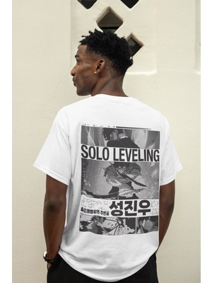 Sevbano Solo Leveling Sırt Baskılı Unisex Oversize Anime Tişört