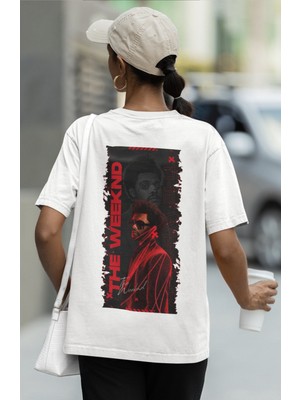 Sevbano The Weeknd Rapper Sırt Baskılı Unisex Oversize Şarkıcı Tişört