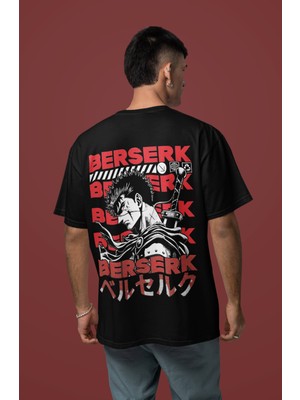 Sevbano Tasarım Berserk Guts Sırt Baskılı Unisex Oversize Anime Tişört