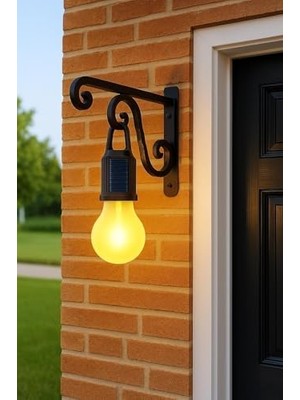 Güneş Enerjili LED Dış Mekan Lamba, Su Geçirmez, Ferforje Askılı, USB Type-C Şarjlı, 3 Işık Modlu, Kapı Önü, Bahçe, Balkon,, Garaj ve Işyeri Giriş Aydınlatması, Dekoratif Solar Lamba