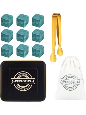 9 Adet Granit Mermer Viski Taşı ve Buz Maşası Seti Babalar Günü Hediyesi