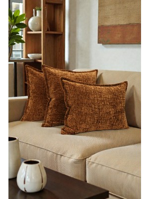 Visionario Kırlent İthal Kadife Kumaş 3'lü Set - Yumuşak Dokulu Dekoratif Özel Tasarım Kırlent Kılıfı - S06