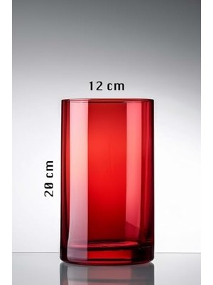 Dekoratif Kırmızı Cam Vazo Canlı Kuru Çiçek Mumluk Dekorasyon Vazo 12X18 cm