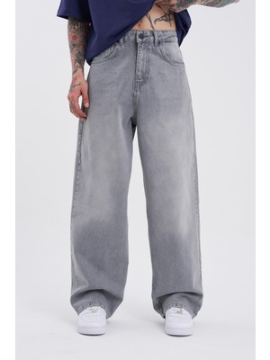 Machinist Erkek Oversize Baggy Jean Pantolon Gri
