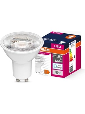 LED Value PAR16 GU10 6.9W (80W Eşdeğeri) 6500K Soğuk Beyaz, 600 Lm, 36° Spot, Crı≥80, Cam Gövde – 10’lu Paket