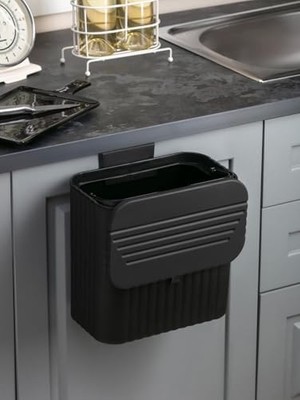 Mutfak Tezgah Üstü ve Dolap Askılı Çöp Kovası 15 Lt Siyah (NKS158-1)