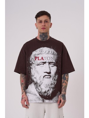 Machinist Erkek Premium Platon Oversize Tişört Kahverengi