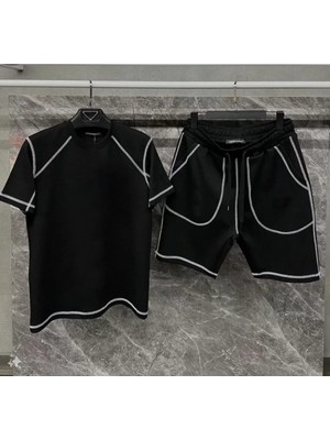 Beruflic Unisex Karoyaka Dikişli Şortlu Takım - Siyah