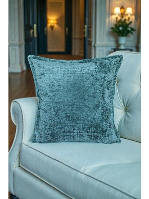 Visionario Kırlent Kılıfı - İthal Kadife 45x45 cm Dekoratif Ev Aksesuarı Turkuaz
