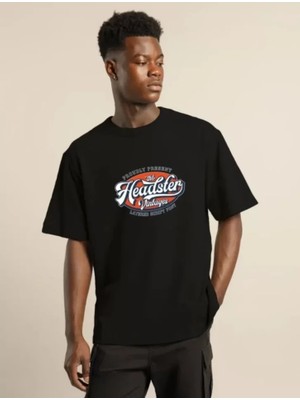 Beruflic Unisex Baskılı Oversize T-Shirt - Siyah