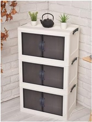 3 Katlı Çok Amaçlı Portatif Organizer Dolap – Kapaklı ve Istiflenebilir Raf Ünitesi | Mutfak, Kiler, Banyo ve Balkon Için Pratik Saklama Çözümü (Beyaz, 3 Katlı)