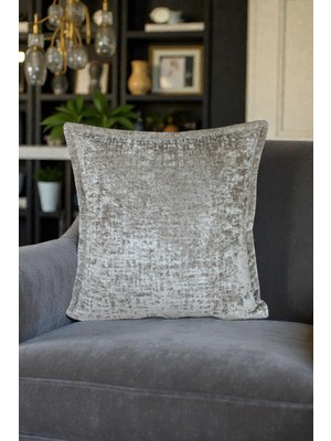 Visionario Kırlent Kılıfı - İthal Kadife 45x45 cm Dekoratif Ev Aksesuarı Ekru