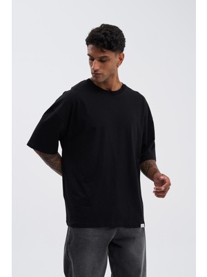 Machinist Erkek Basic Super Pamuklu Oversize Tişört Siyah
