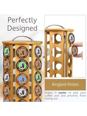 Bambu Ayaklı Kapsül Kahve Standı Organizer – Geniş Depolama Kapasiteli, Doğal Ahşap Malzemeden Şık ve Kap Dayanıklısül Düzenleyici, Kahve Kapsül Saklama (24 Gözlü Dönebilir)