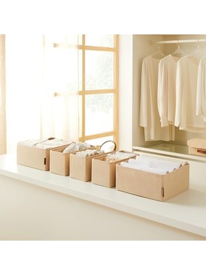 6'lı Jüt Kumaş Çekmece Içi Düzenleyici Kutu 2 Adet 28 x 28 x 13/2 Adet 28 x 13 x 13/2 Adet 14 x 14 x 13 cm