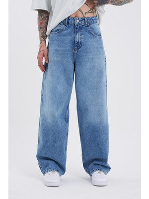 Machinist Erkek Oversize Baggy Jean Pantolon Aqua