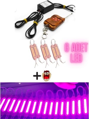 GMS Cg Cup Modifiye Çift Çıkış Kumandalı Çakar Modül+6 Adet Pembe LED Seti+Stcker