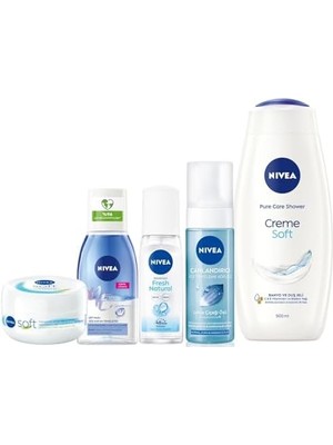 Nivea Gelin Çeyiz Seti, Duş Jeli 500ML, Yüz Yıkama Köpüğü, Deodorant, Göz Makyaj Temizleyici, Krem,çantalı