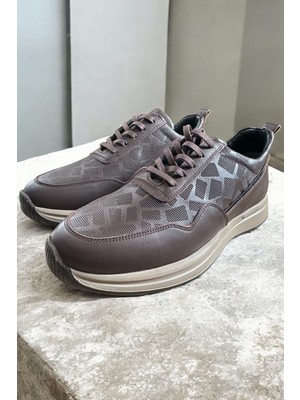 Zueofficial Hakiki Deri Kahverengi Erkek Sneaker - Ortopedik Taban Günlük Klasik Ayakkabı