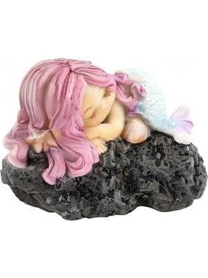 Top Minyatür Bahçesi ve Teraryum Uyuyan Küçük Deniz Kızı Heykeli