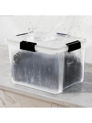 Ohyama, 3'lü Set, Hava Geçirmez Saklama Kutusu, 20 L, 4 Klipsli, Istiflenebilir, Garaj, Kiler, Çatı Katı - Hava Geçirmez Kutu At-Sd - Şeffaf