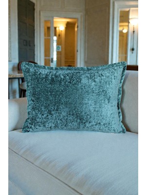 Visionario Kırlent Kılıfı - İthal Kadife 35x50 cm Dekoratif Ev Aksesuarı Turkuaz