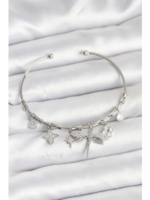 Ayder Timya Yusufçuk Charmlı Gümüş Renk Pirinç Kadın Bileklik (Timya/1395) 194394