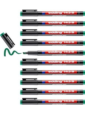 143 B Permanent Kalem - Asetat Kalemi Yeşil - 10 Kalem - Kesik Uç 1-3 mm