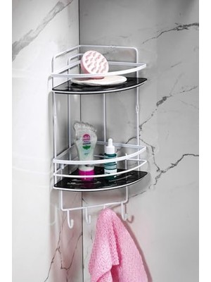 Yapışkanlı Ömür Boyu Paslanmaz Kristal Ayarlanabilir Raf Banyo Düzenleyici Şampuanlık Lk-02 Bsbk