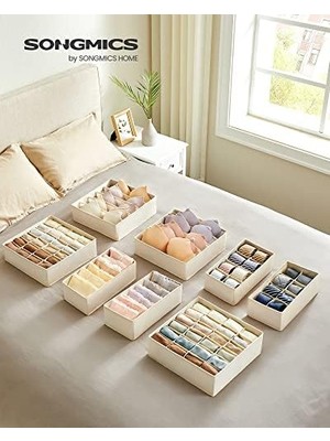 Iç Çamaşırı Düzenleyici 8'li Set, Çekmece Düzenleyici, Katlanabilir, Elbise Dolabı, Saklama Kutusu, Kumaş Kutular, Saklama, Sütyen, Çorap, Kravat Için, Bej RUS008M01