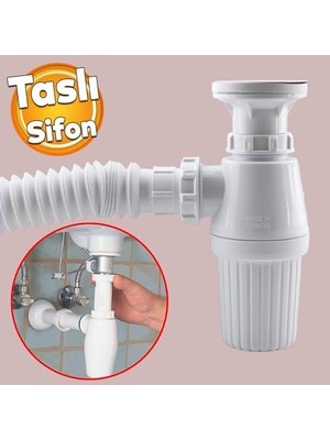 Sifon Körüklü Sökülebilir Tas'lı Temizlenebilir Mutfak Banyo Lavabo Taşı Gider Borusu Plastik 38 cm