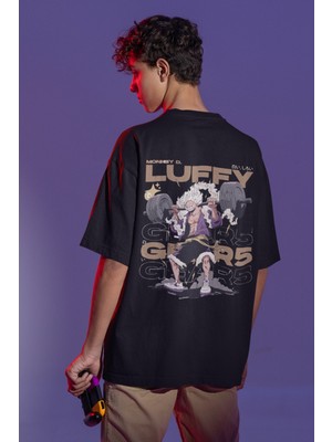 Sevbano Monkey D. Luffy Gear 5 Sırt Baskılı Unisex Oversize Anime Tişört