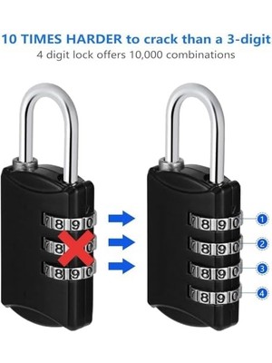4 Haneli Şifreli Asma Kilit, 4'lü Paket Spor Dolabı Kilitleri, Tsa Bagaj Kilitleri, Siyah Şifreli Asma Kilitler, Anahtarsız Dış Mekan Şifreli Kilit, Seyahat Valizi, Kapı, Okul Dolabı Için