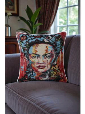 Visionario Kırlent Kılıfı Goblen Dokuma - Dekoratif Çift Taraflı Biyeli 45x45 cm