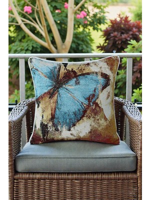 Visionario Kırlent Kılıfı Goblen Dokuma - Dekoratif Çift Taraflı Biyeli 45x45 cm