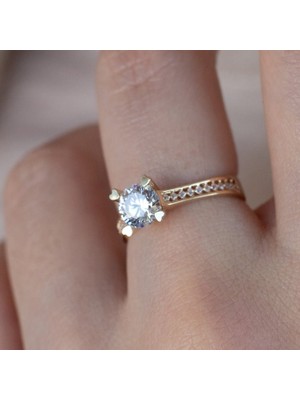 Oroline Kuyumculuk 14 Ayar Altın Kalp Tırnak Tektaş Kadın Yüzük