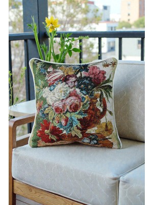 Visionario Kırlent Kılıfı Goblen Dokuma - Dekoratif Çift Taraflı Biyeli 45x45 cm