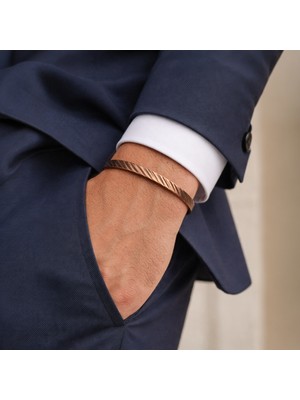 Sevil Gülgün Saf Bakır El Yapımı Ayarlanabilir Erkek Bileklik - Çekiç Dövme Bakır Kelepçe