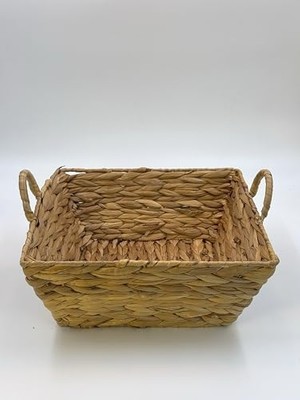 Hasır El Örgüsü 3'lü Sepet Seti – Doğal Hasır Organizer, Meyvelik, Havlu Saklama Sepeti, Mutfak ve Banyo Düzenleyici, Dekoratif Sepet Takımı, Dolap Içi Saklama Çözümü (Kare Kulplu)